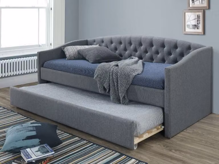 Letto singolo con letto aggiuntivo LOREN - 90x200 cm, grigio