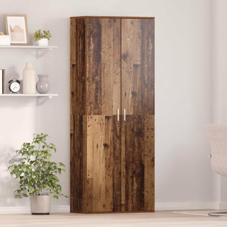 Credenza vidaXL in legno effetto legno vecchio marrone con ante a battente e ripiani interni L: 70 cm, P: 33.5 cm, H: 180 cm