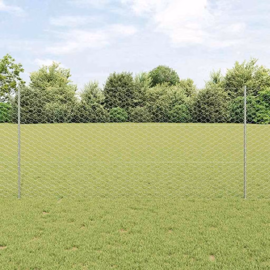 Maison Exclusive - Recinzione con Posto Argento 1,2 x 25 m Acciaio