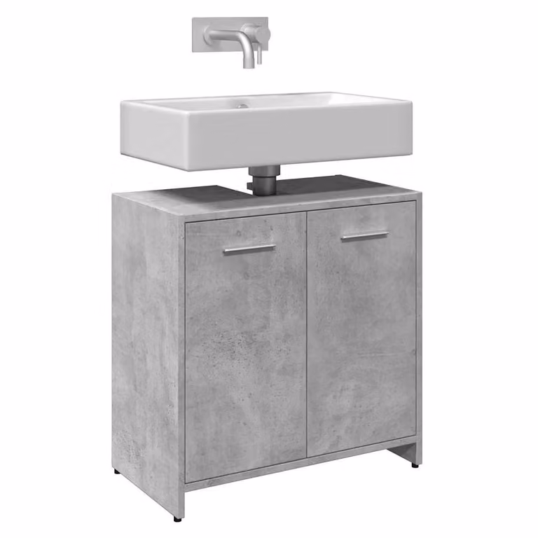 Mobile Lavabo da Bagno Moderno vidaXL Grigio Cemento in Legno Multistrato L: 60 cm, P: 33 cm, H: 60 cm