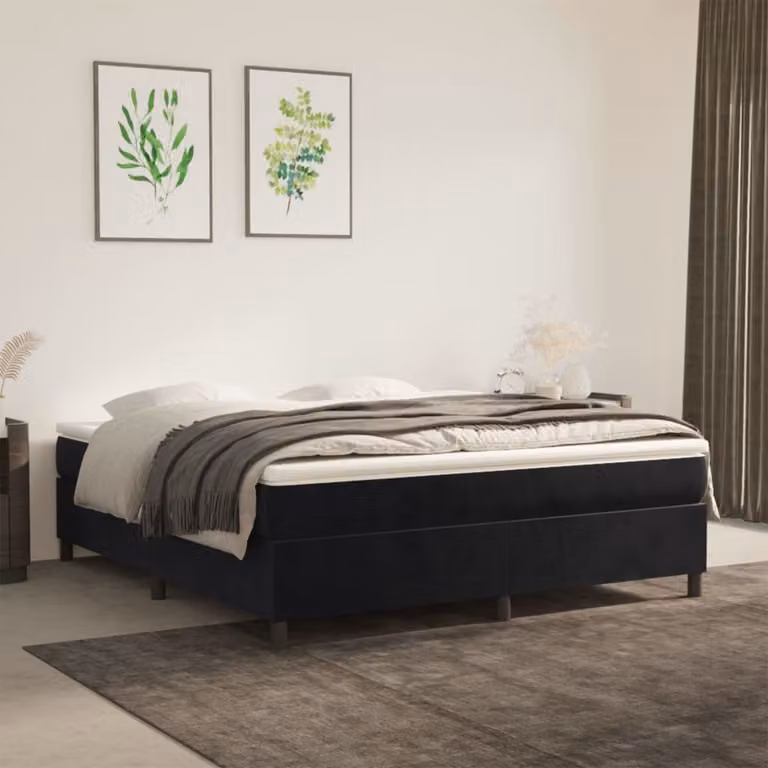 The Living Store struttura letto nera 180×200 cm in velluto