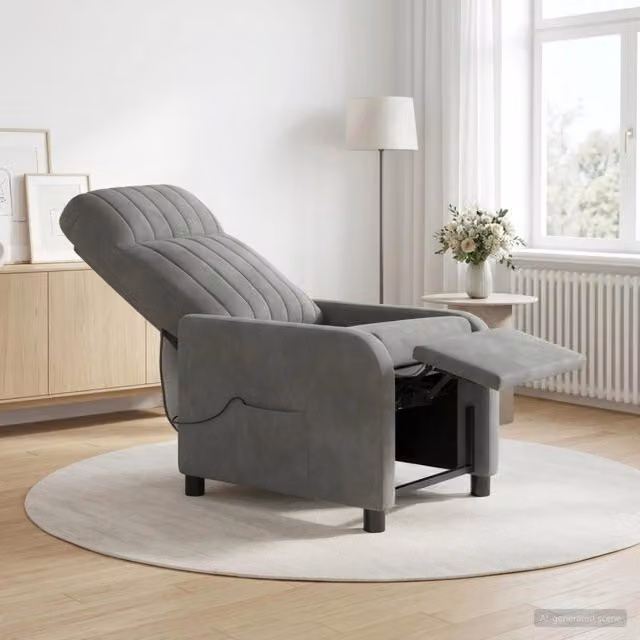 Poltrona relax reclinabile vidaXL in velluto grigio con braccioli e struttura moderna – 1