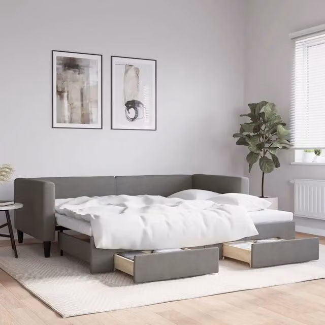 Divano Letto Moderno vidaXL Grigio con Struttura Imbottita per Soggiorno e Camera da Letto – 1