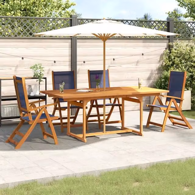 Set Pranzo da Giardino 5pz Legno Massello di Acacia e Textilene 3279302