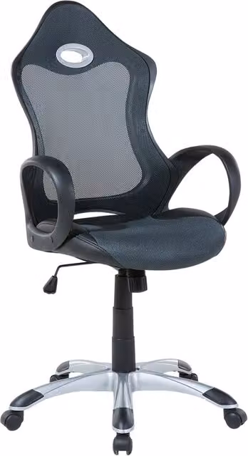 Sedia da ufficio girevole Beliani in tessuto con schienale ergonomico, braccioli e ruote, colori grigio, verde e nero