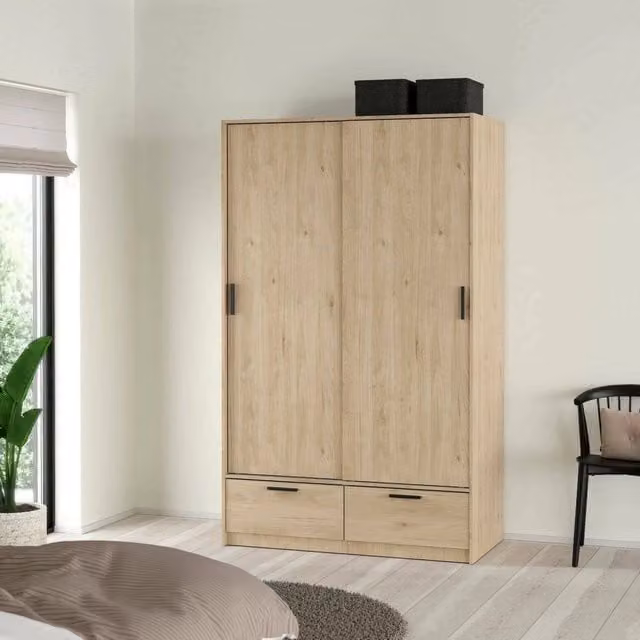 Armadio con ante scorrevoli DMORA per camera da letto, colore rovere marrone, L: 60,25 cm, P: 60,25 cm, H: 200,4 cm – 1