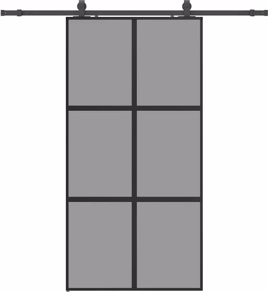 Porta Scorrevole Ferramenta Nera 102,5x205 cm Vetro Temperato