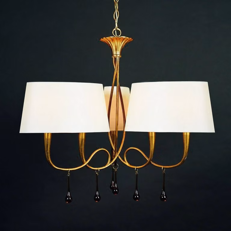 Mantra Iluminación Lampada a sospensione Paola, dimmerabile, Ottone / Oro, Soggiorno / Sala da pranzo, Metallo, Design, Lampada a sospensione