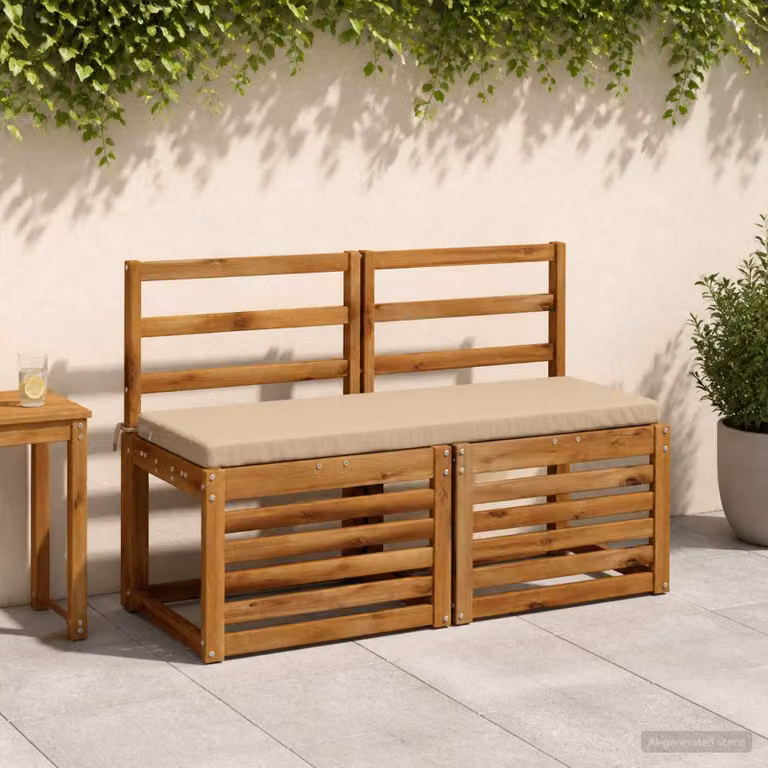 Set di 2 cuscini per panchina vidaXL in poliestere, forma rettangolare, colori sabbia, grigio o beige, L 110 x P 40 x H 40 cm