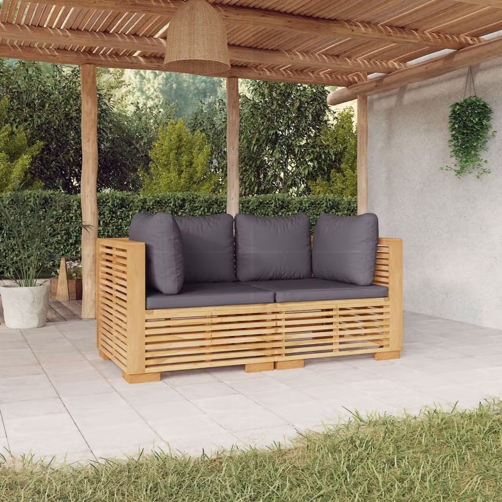 The Living Store Divani angolari da giardino con cuscini 2 pz. Legno massiccio di teak