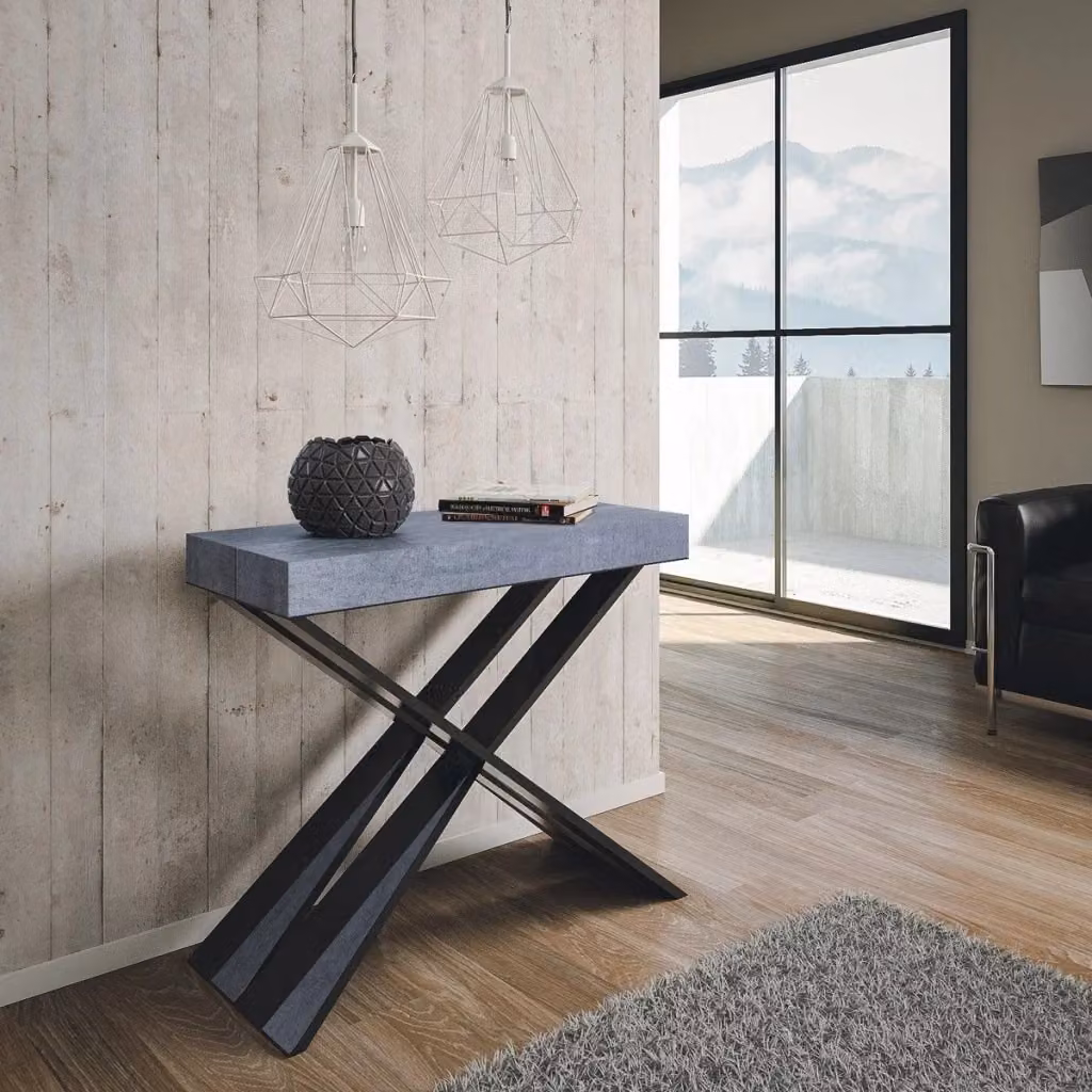 Consolle allungabile Itamoby in stile industrial con piano effetto cemento e telaio antracite L/P/H: 90 x 40 x 77 cm (estendibile fino a 300 cm) – 2