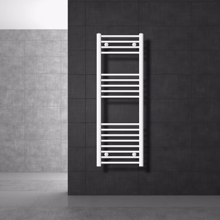LuxeBath radiatore bagno Sahara, 400x1200 mm, bianco, curvo con attacco laterale, senza elemento riscaldante