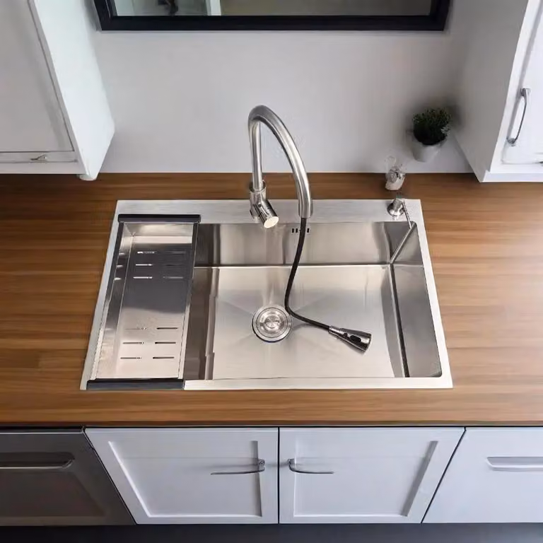 Rubinetto da cucina - Miscelatore per cucina - Rubinetto estraibile - Miscelatore - Bocchetta girevole - Materiale in acciaio inossidabile
