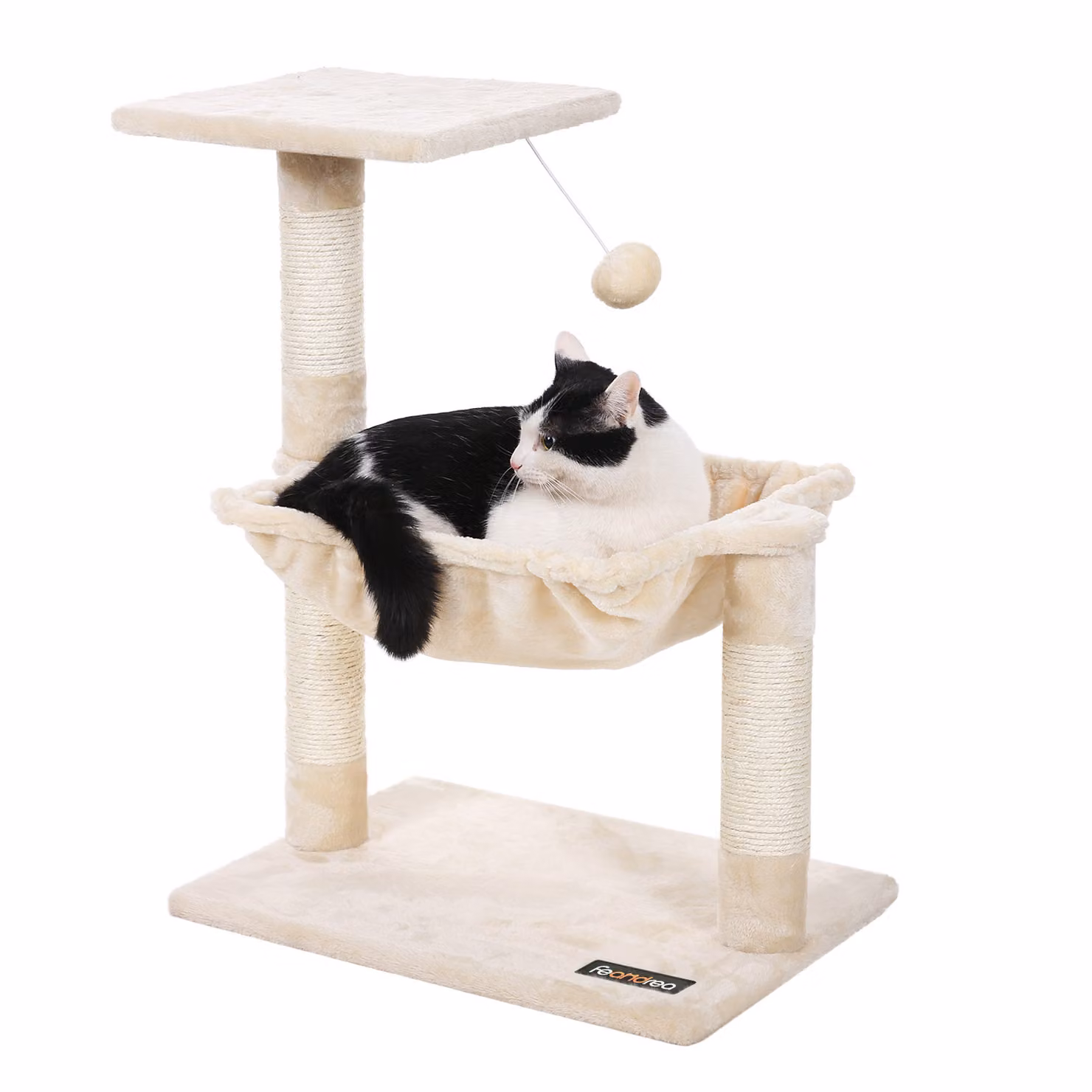 FEANDREA Albero per gatti, color grigio chiaro, 70 cm, con cuccia e struttura per arrampicata, ideale per gatti di piccola taglia, modello PCT82M