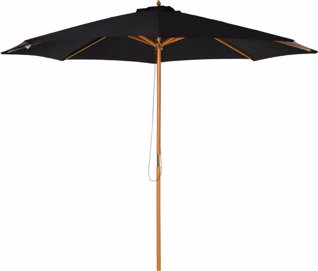 Ombrellone da giardino Outsunny con palo in legno e copertura in poliestere, diametro 3 m, nero