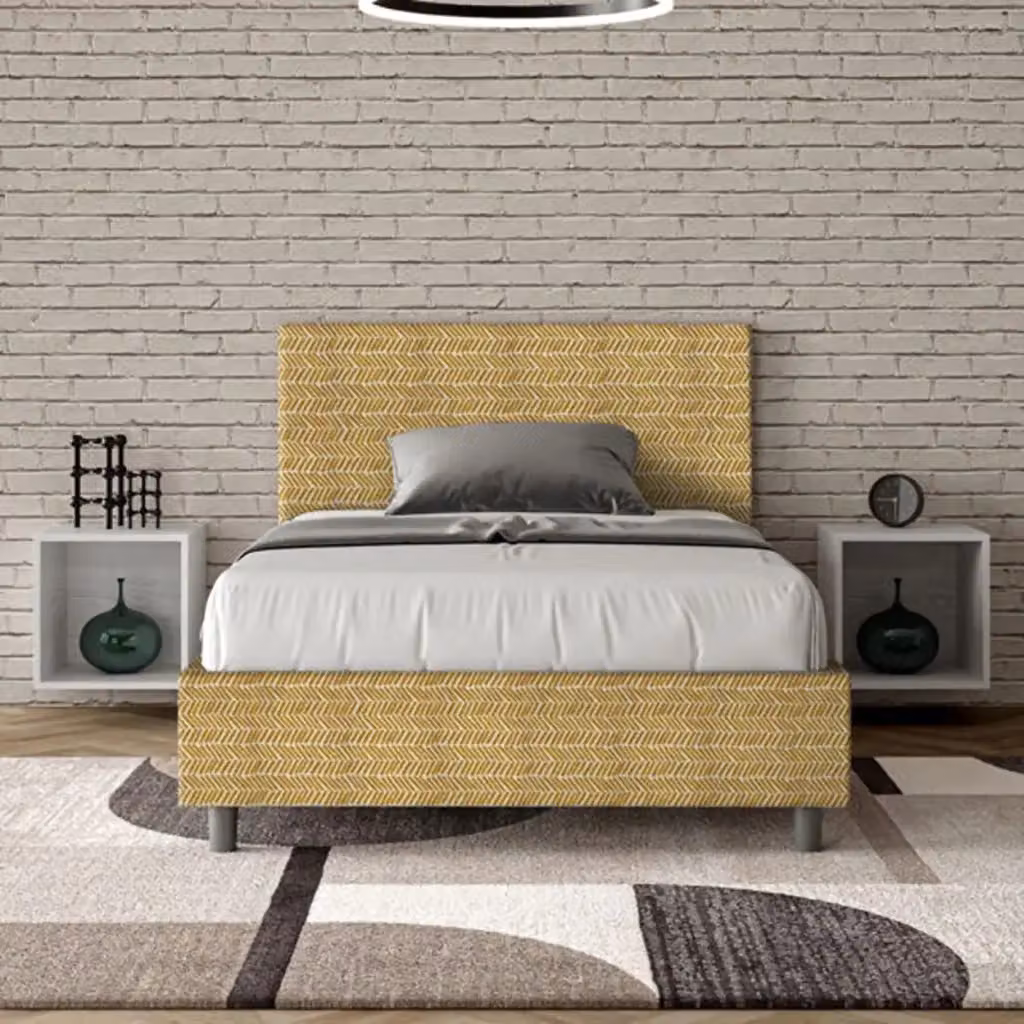 Letto una piazza e mezza Adele Ityhome con rete imbottita in tessuto Aragona giallo L 120 cm x P 210 cm – 2