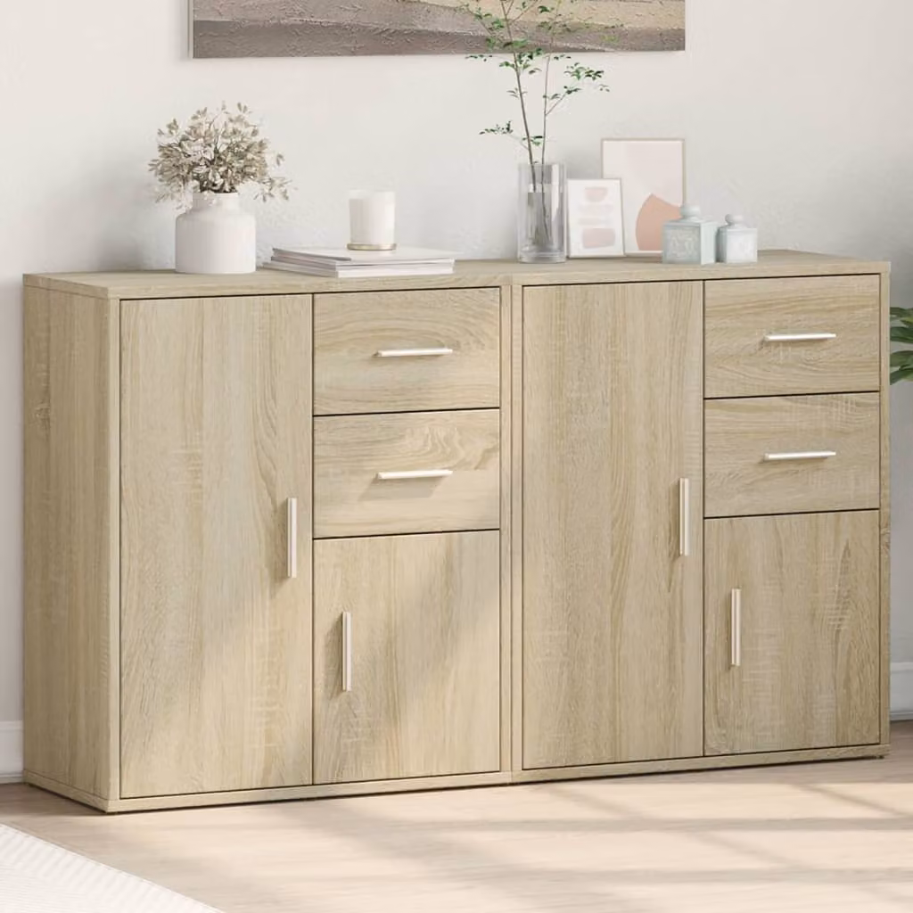 Set di 2 credenze vidaXL in legno multistrato e MDF, colore beige e marrone, design moderno da parete, L: 60 cm, P: 30 cm, H: 70 cm