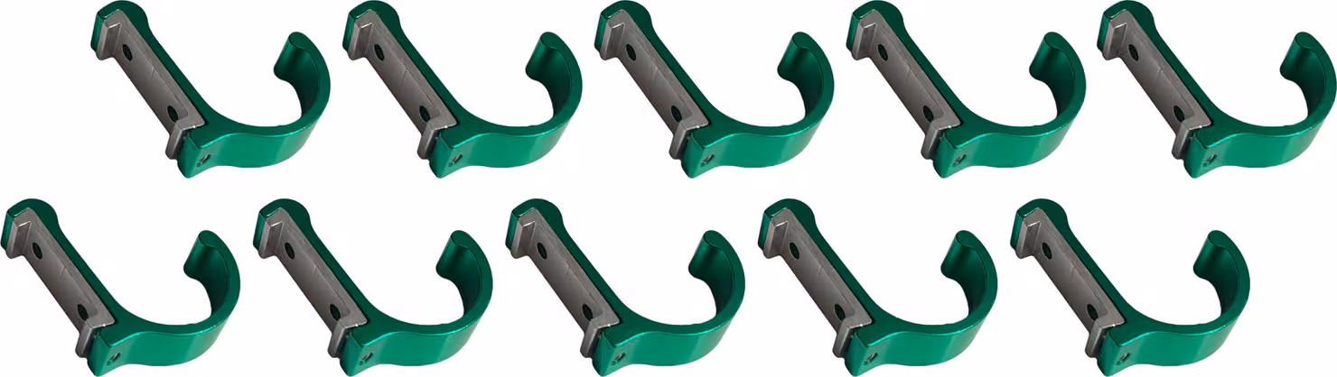 Set di 10 appendiabiti / appendiabiti in alluminio (curvo, verde)
