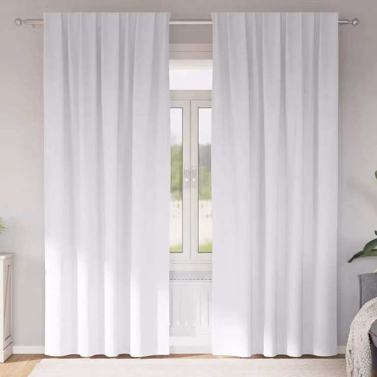 Set di 2 tende blackout vidaXL con anelli, colore bianco, H 260 x L 140 cm