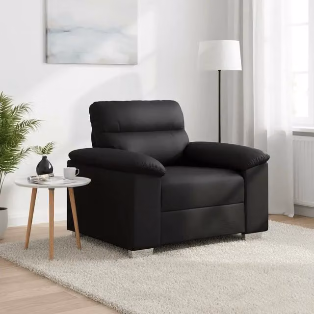 Poltrona moderna nera in similpelle con braccioli vidaXL L: 100 cm, P: 81 cm, H: 84 cm – 1