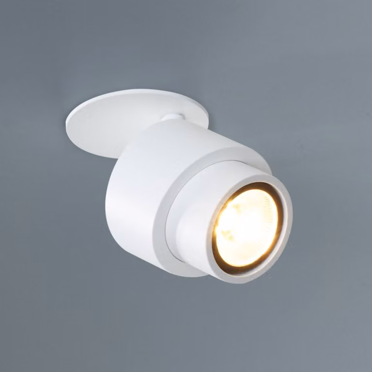 Escale Faretto LED da incasso BRUSH, bianco, Ø 7 cm, metallo, dimmerabile, 2.700 K dimmerabile, Bianco / Opale, Soggiorno / Sala da pranzo, Alluminio, Moderno