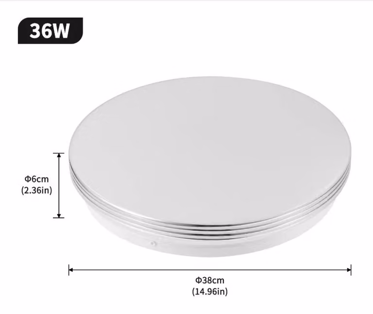Pannello LED rotondo per soffitto - 36 W - Confezione da 5 pezzi - Luce bianca fredda - Bordo argentato - Montaggio a parete - Materiali: ferro e acrilico