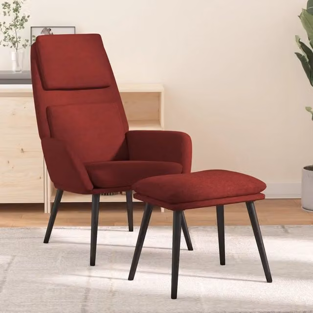Poltrona Relax con Poggiapiedi vidaXL in Tessuto Rosso per Soggiorno