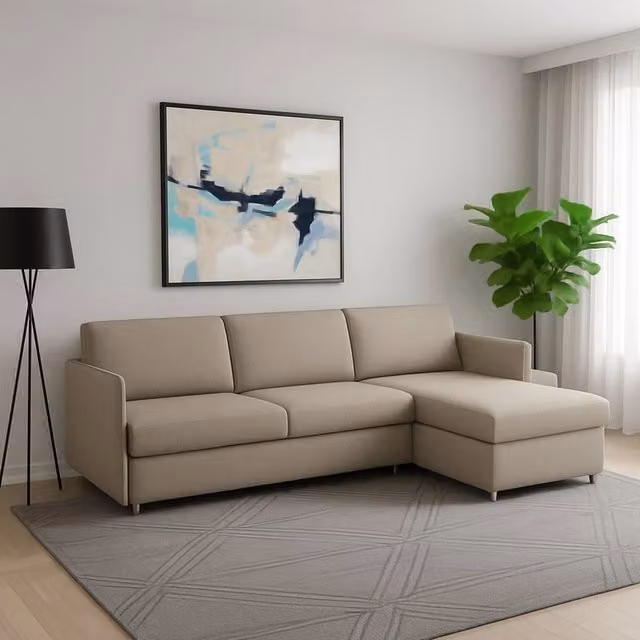 Divano con penisola reversibile DMORA Posina Made in Italy, Grigio Tortora, L/P: 260 x 160 cm – 1