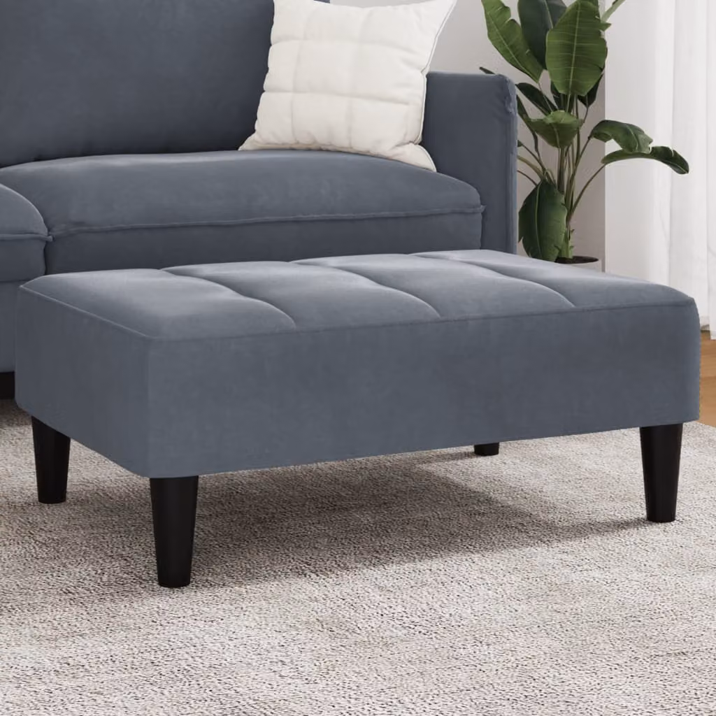 Poggiapiedi vidaXL in velluto grigio scuro L 77 cm x P 55 cm x H 31 cm