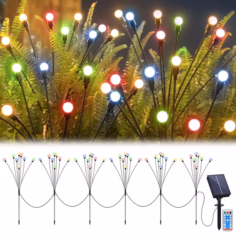 Luci da giardino solari, confezione da 6 pezzi, 8 LED, 8 modalità, impermeabili