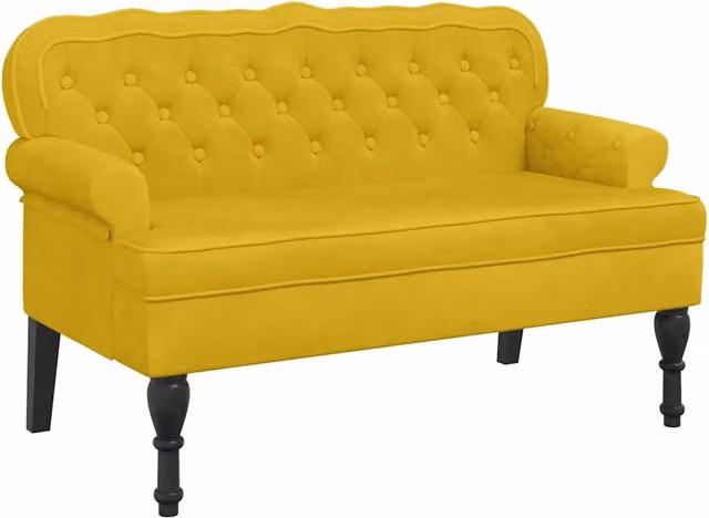 Panca con Schienale Gialla 119,5x64,5x75 cm in Velluto CFW3007984