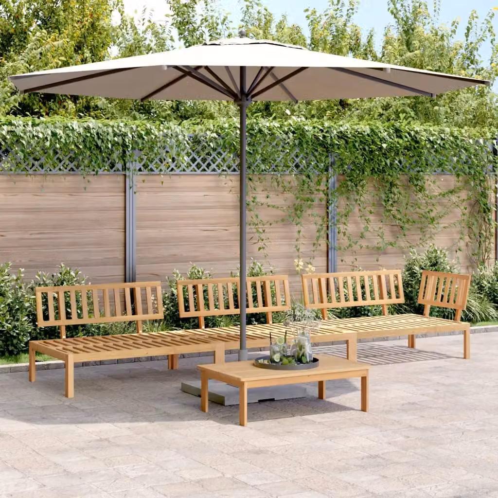 Set Divano da Giardino a L con Tavolino vidaXL in Legno di Acacia Marrone con Cuscini inclusi