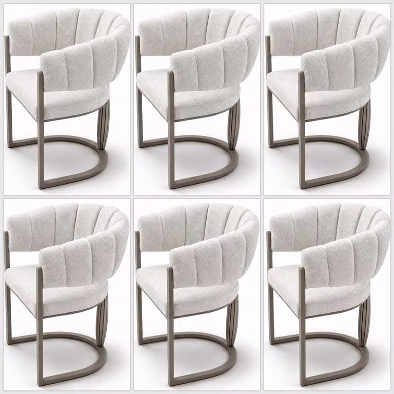 6 sedie da pranzo, confortevoli, bianche, di design, eleganti e moderne