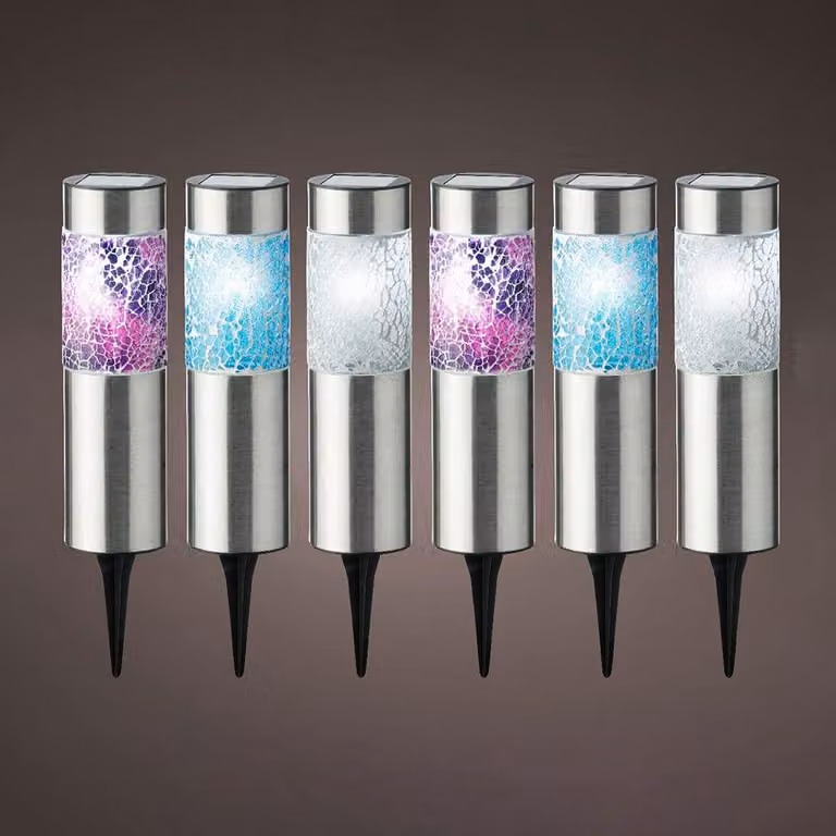 Set di 6 lampade solari, dimensioni 22x6 cm, colorate, per giardino e terrazza