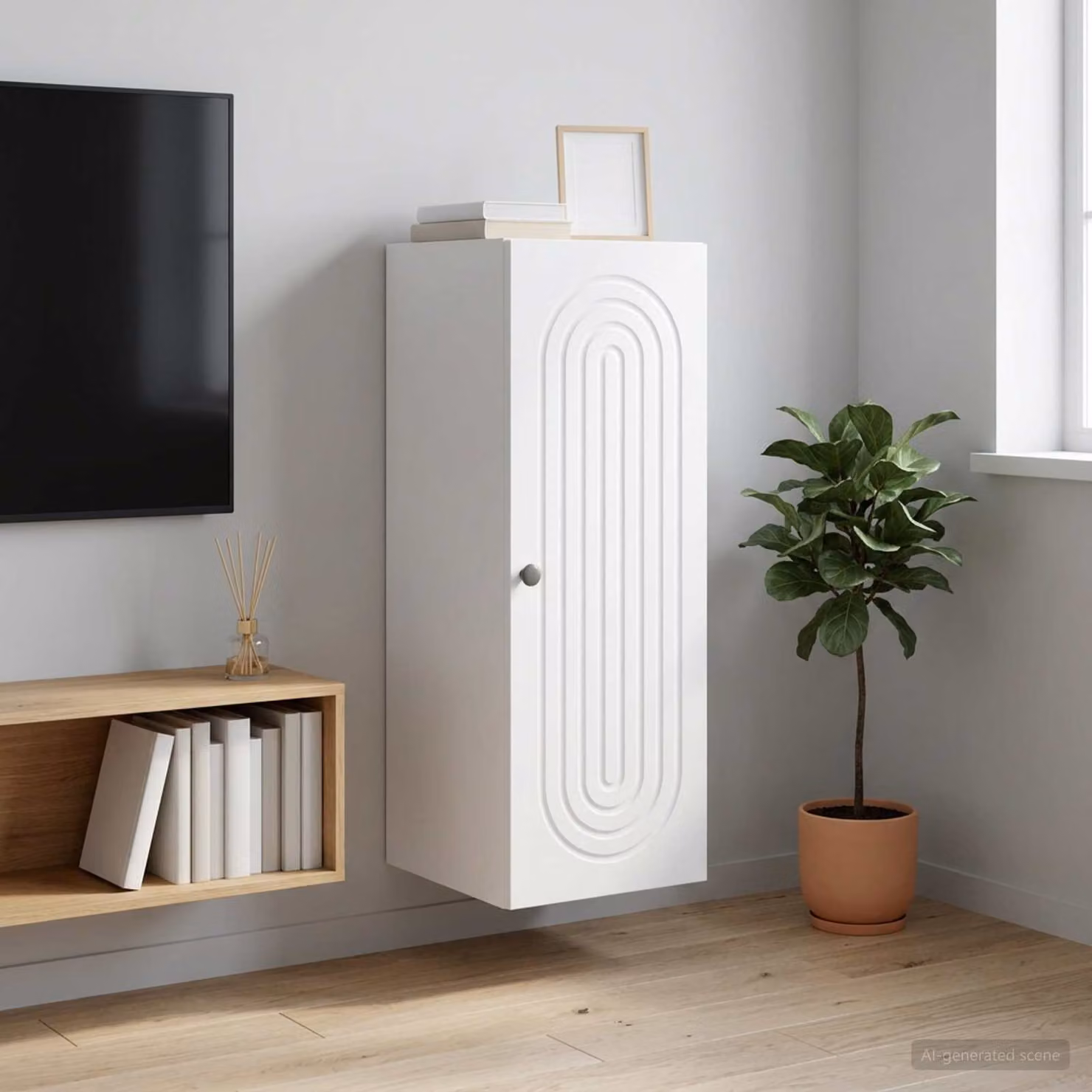 Mobiletto a muro moderno vidaXL Bianco in MDF con ante a battente e ripiani interni L/P/H: 33 x 34,5 x 90 cm