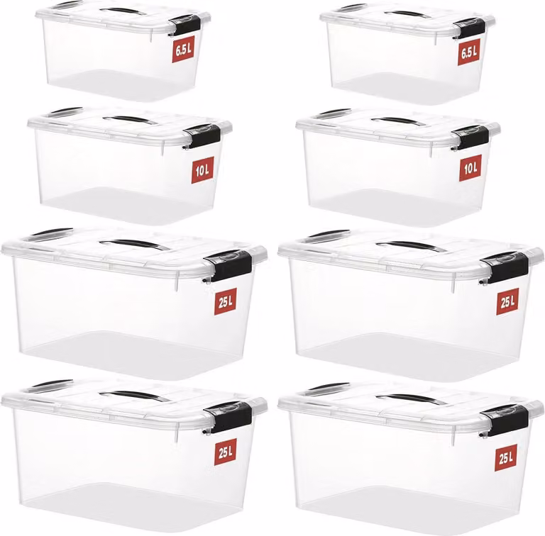Set di contenitori Greentainer con coperchio Organizzatore impilabile da 8 pezzi Trasparente