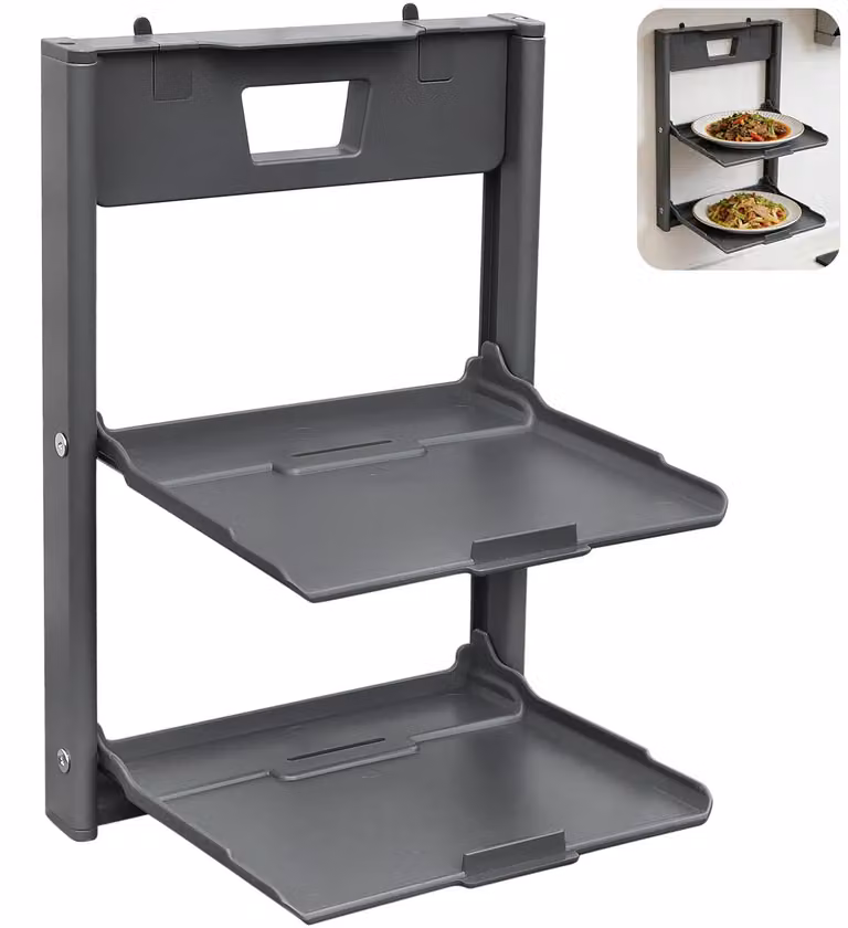 Portapiatto da cucina senza foratura, scaffale pieghevole per contorni con ventosa