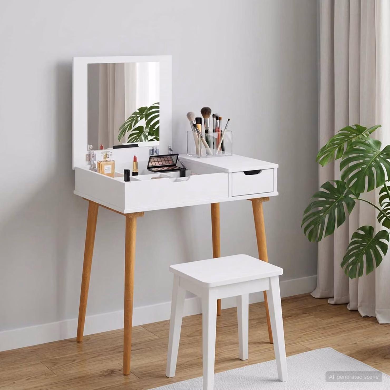 vidaXL Tavolo da Trucco FAUSKE Bianco Moderno L: 76 cm, P: 50 cm, H: 78 cm