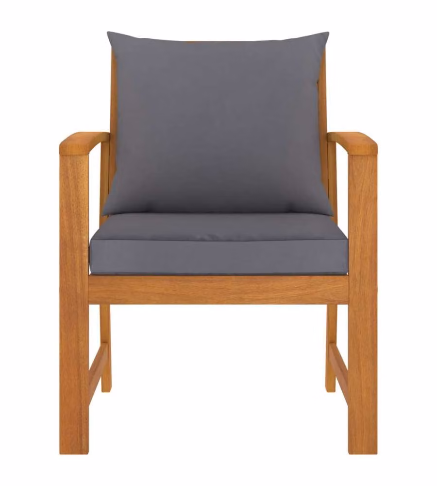 Sedie da Giardino e Cuscini Grigio Scuro 2 pz Massello Acacia  311832