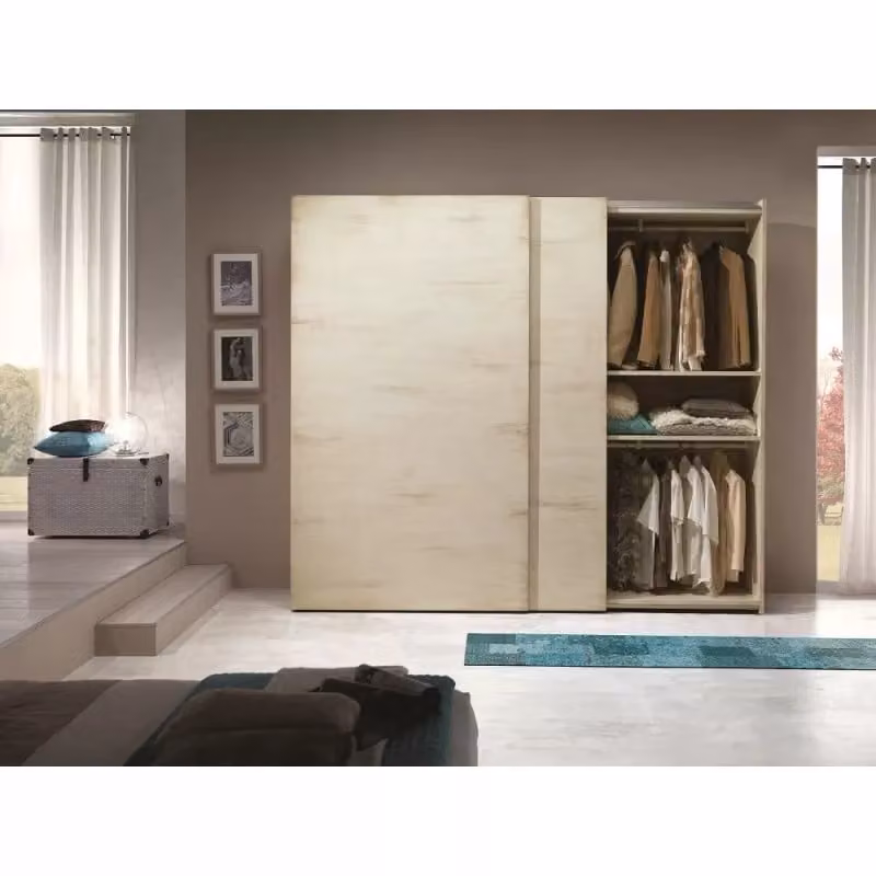 Armadio moderno con 2 ante scorrevoli in legno bianco pattinato Mobili 2G L/P/H: 282 x 61 x 246 cm – 1