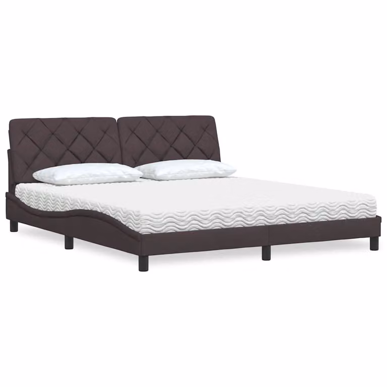 Letto con materasso vidaXL in tessuto marrone e bianco, stile moderno, L/P/H: 180 x 200 x 185 cm
