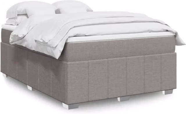 Letto Ibrido con Giroletto a Molle e Materasso vidaXL in Tessuto, Colore Tortora, L/P/H: 140 x 200 cm