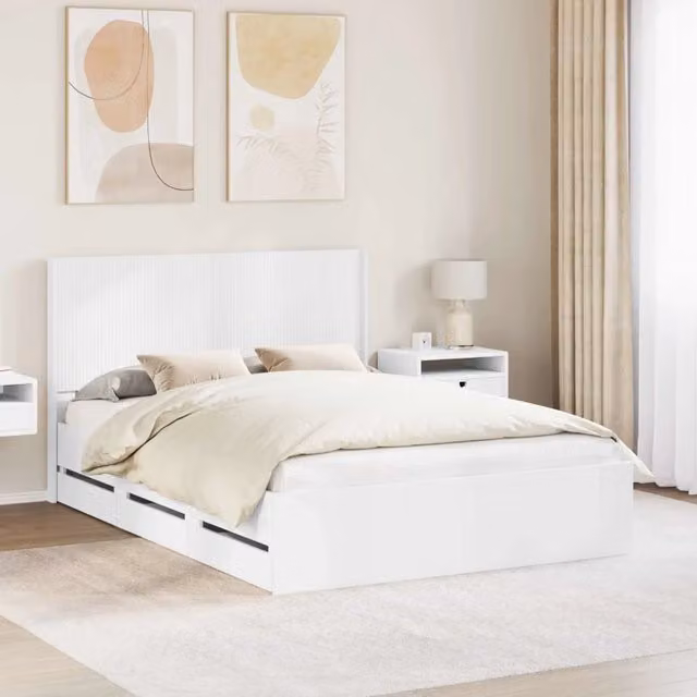 Struttura del letto con stoccaggio e testata Bianco 3413947