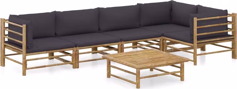 Maison Exclusive - Set da giardino da 6 pezzi con cuscini in bambù grigio scuro