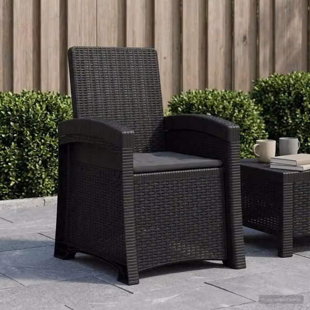 Sedia da giardino reclinabile vidaXL in effetto rattan color antracite per esterno e relax