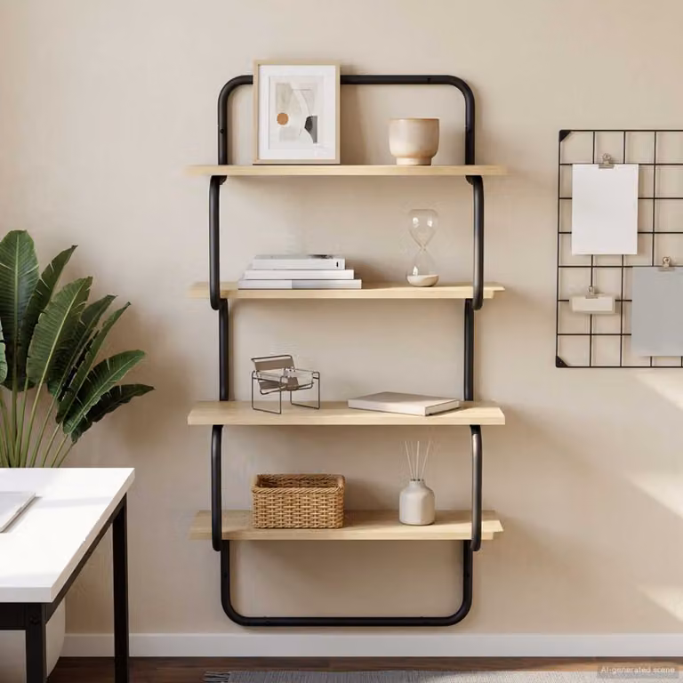 vidaXL Mensola a 4 ripiani in stile industrial, Marrone e Nero, L 80 x P 24,5 x H 104 cm