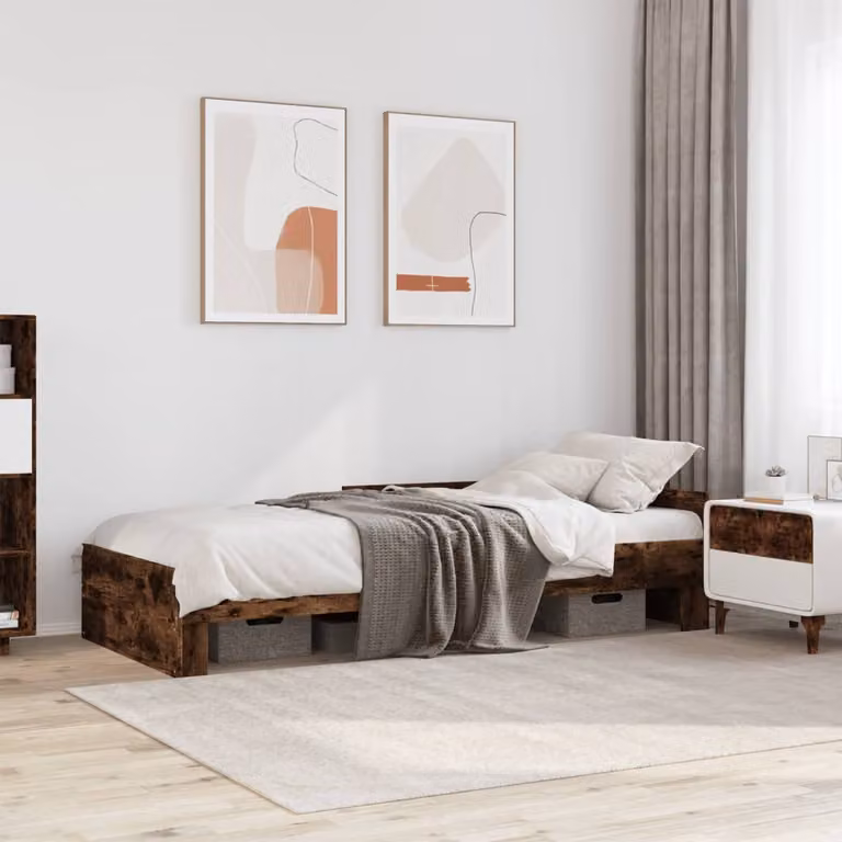 vidaXL Giroletto senza Materasso in Truciolato Rovere Fumo L/P/H: 200 x 100 x 50 cm