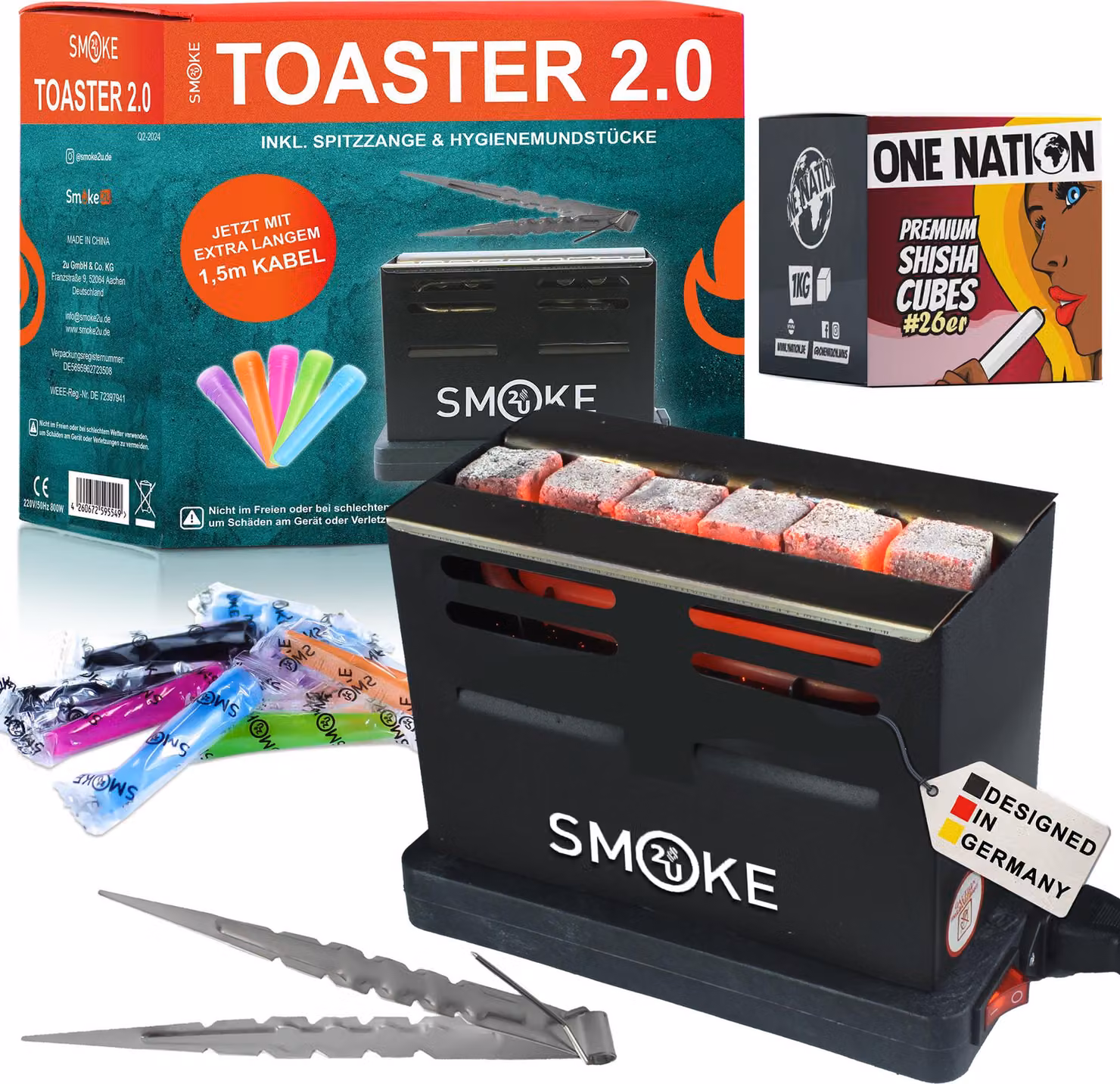 Accenditore elettrico per carbone 800 W Toaster 2.0 – incl. 12 kg di carbone naturale | Riscaldatore per carbone da barbecue