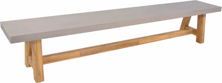 Panca - 250x40x45 cm - legno d'acacia - seduta in pietra polimerica