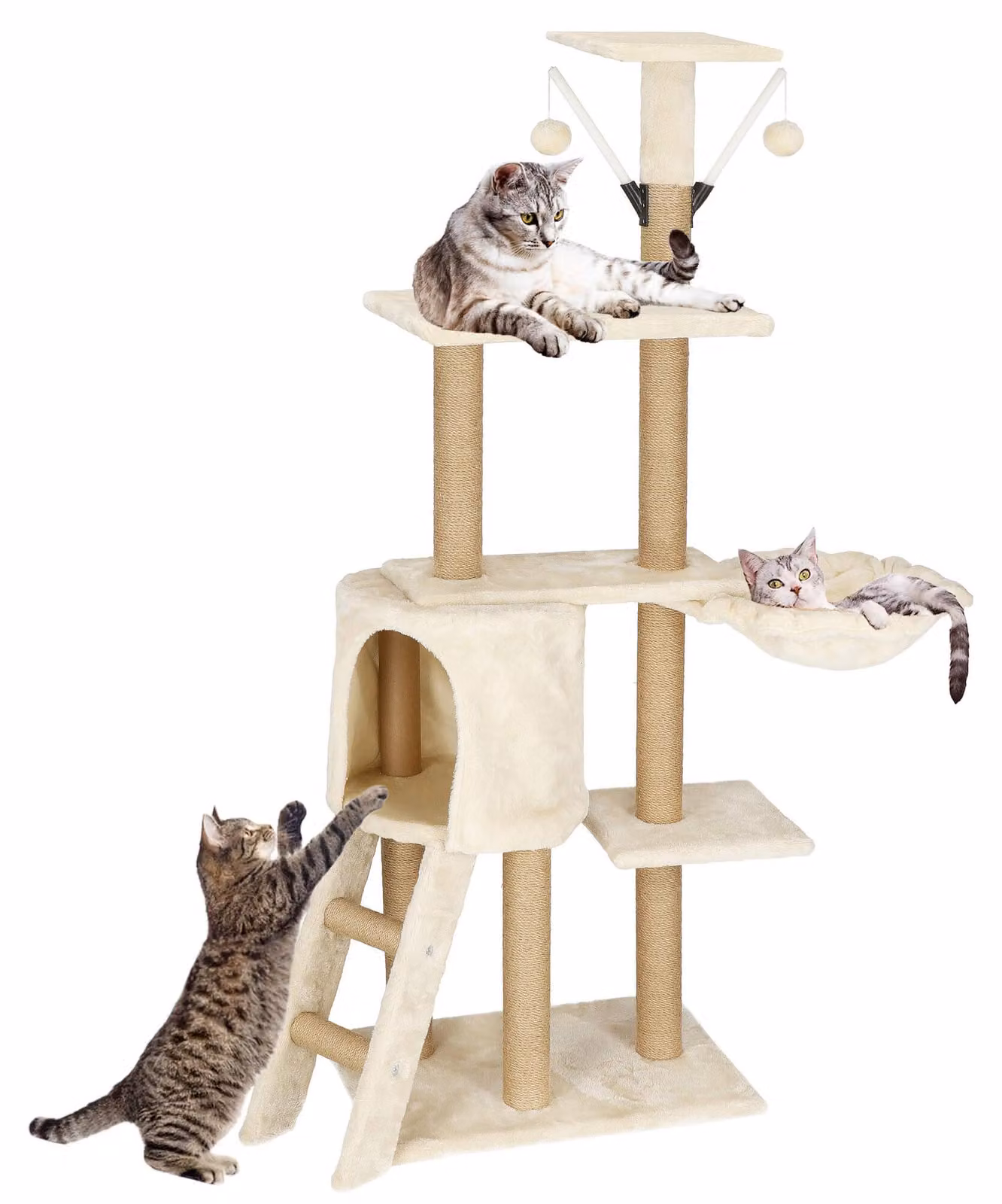 Albero per gatti - Protezione per mobili - 136 cm - Colore crema - 7 piani
